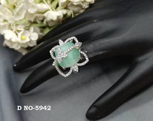 Bague en laiton CZ SKU-5942 E4, romantique, avec zircon en grappe, sertissage invisible, plaqué rhodium, tendance, classique, pour cadeau - Product Image 1