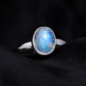 Bague en argent sterling véritable 925 naturel ovale bleu arc-en-ciel pierre de lune Vintage Indian Fine Jewelry Handmade Blue Moonstone Seller - Product Image 2
