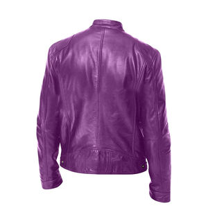 Veste en cuir de mode au design personnalisé, couleur unie, unisexe, col montant, écologique, imperméable, streetwear d'hiver - Product Image 4