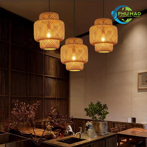 Lámparas de candelabro de bambú de ratán hechas a mano vietnamita, encanto rústico y belleza natural para tu espacio vital - Product Image 3