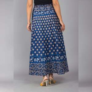 Falda Midi con Estampado Étnico Azul, Cómoda, Transpirable, con Pliegues Rectos, Estilo Envolvente para Danza del Vientre, Falda Maxi Envolvente con Estampado Digital - Product Image 4
