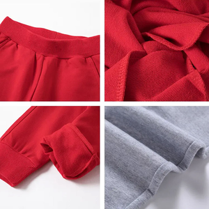 Conjunto de dos piezas de sudadera y pantalones deportivos de forro polar con logotipo personalizado para niños y niñas, varios colores, algodón suave - Product Image 4