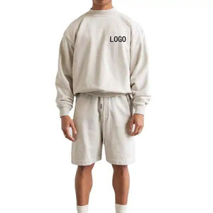 Ensemble sweat-shirt et short en molleton de coton d'été personnalisé, streetwear tendance, pour hommes, deux pièces, ensemble de sweats à capuche et personnalisation - Product Image 2