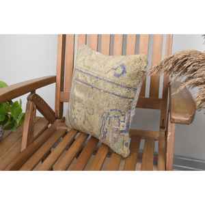 Beige Wool Kantha Patchwork <b>Pillow</b> 14x14 Inch Luxurious Vintage Embroidered Fluffy Print Rustic <b>Throw</b> <b>Pillow</b> for Floor Use - Product Image 3