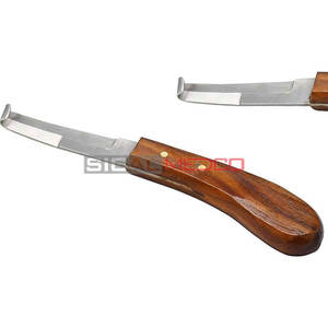 Cuchillo de Herrador de Doble Filo Reutilizable para Zurdos, Acero Inoxidable Alemán, Uso Veterinario, Hoja con Certificación CE, Mango de Madera - Product Image 5