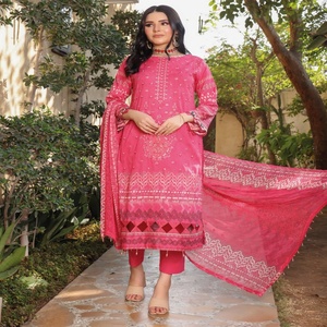 Costumes de pelouse musulmans décontractés de marque Haris 3 pièces pour femmes coutures personnalisées taille adulte vêtements indiens et pakistanais - Product Image 4