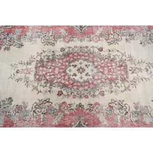 Vintage Area Rug 3.6x7 ft, Red <b>Brown</b> Check Rug <b>Wool</b> - Product Image 5