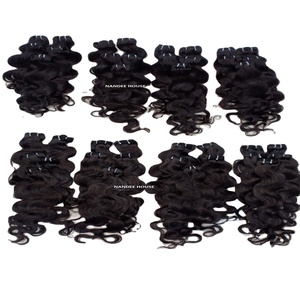 Top Soyeux Naturel Vague Pleine Cuticule Alignée Cru Indien Remy Cheveux Plein Haut Bas Directement De L'Inde-Meilleure Liste De Prix - Product Image 3