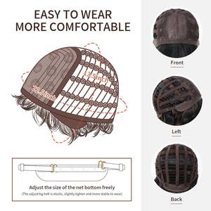 Aine-DWY 14 Inches <b>Short</b>-Length Water Wave Synthetic <b>Wig</b> for Women Glueless with Transparent Lace - Product Image 6