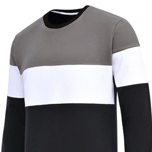 Sudadera de bloque de Color con textura negra de algodón 100% de alta calidad para hombre, Top de punto transpirable ecológico para Otoño Invierno Formal - Product Image 2
