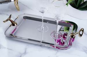 Plateau de service en forme de lune avec poignée, fabriqué en inde, vente en gros, en vrac, haute qualité, Usage domestique, hôtel, Restaurant, Bar, ustensiles de cuisine - Product Image 5