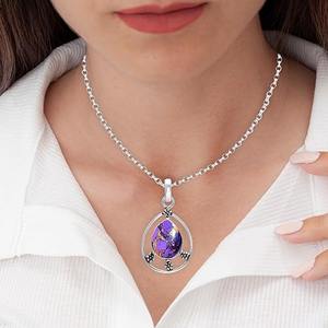Violet Turquoise Gemstone Gros Pendentif 925 Sterling Silver Fine Jewelry Pendentif Avec 925 Timbre Argent Pendentif Bijoux - Product Image 4