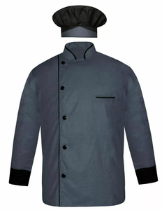 Abrigo de Chef con botones dorados Uniforme de Chef Verano Corto Profesional Unisex Algodón Hotel Cocina Panadería - Product Image 4