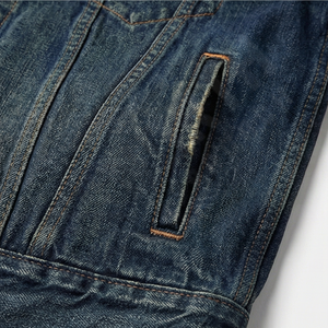 Veste d'hiver en denim délavé vintage personnalisable, mode streetwear pour homme, effet délavé au soleil, patchwork, devant uni, vêtement d'extérieur - Product Image 5