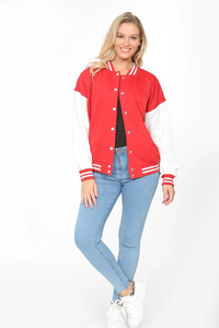 Vestes universitaires rouges à manches longues pour femmes, coupe ajustée, décontractées, avec fermeture à boutons, imperméables et respirantes pour l'hiver - Product Image 4