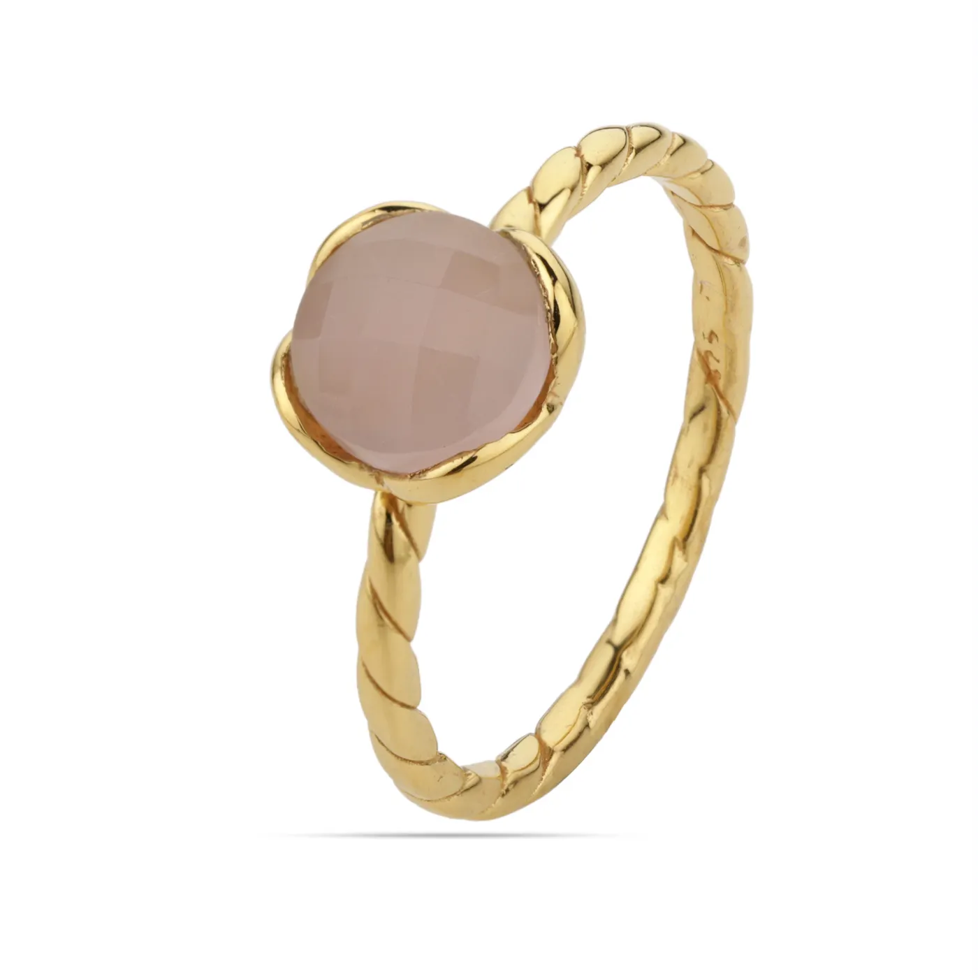 Новое Модное изящное 925 стерлингового серебра для женщин и девушек, модное позолоченное кольцо из натурального розового халцедона с драгоценным камнем по низкой цене