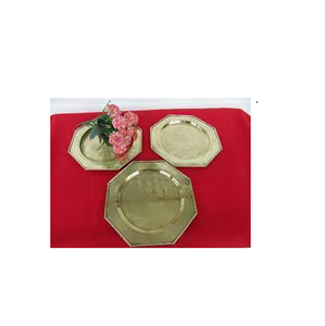 Plaque de chargeur en laiton et plaque de base de décoration de fête de mariage plaque de chargeur dorée avec artisanat naturel - Product Image 6