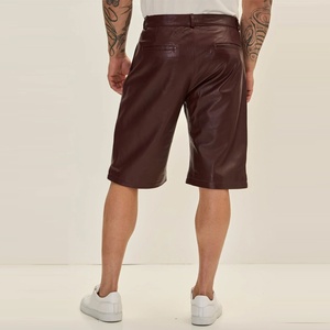 Pakistan Made <b>Cheap</b> Price Color Contrast Men Leather Shorts High Quality Comfortable Breathable Leather Shorts For Men - Product Image 3
