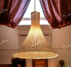 Creative Chandeliers Decoration Pendant <b>Light</b> Cone Shape Decoration Bamboo Lamp <b>Shade</b> <b>for</b> Dinging Room Woven Home <b>Bedroom</b> Decors - Product Image 2