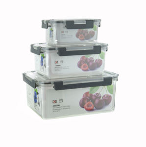 Modern 3-Piece <b>Food</b> <b>Container</b> Set 550ml 1400ml 3000ml Square <b>Pet</b> Injection Leak-Proof Fast Lock Lids Microwave Freezer Safe - Product Image 1