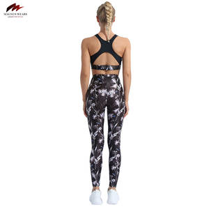 Ensemble de leggings de yoga 2pcs logo personnalisé OEM ODM pour femmes motif solide leggings de fitness course à pied taille élastique respirant yoga athlétique - Product Image 4