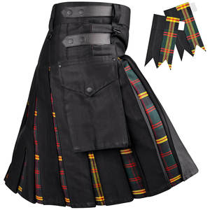 Kilts Híbridos con Patrón Tartán Negro para Hombre, Kilt Tradicional Escocés 2026 - Product Image 1