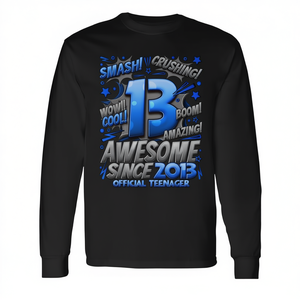 Maglietta ufficiale a maniche lunghe per ragazzi di 13 anni, maglietta promozionale per il 13° compleanno - Product Image 2