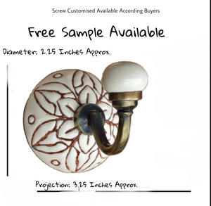 Crochets de manteau de mur de tuile gravée en céramique blanche antique et cintre de porte-clés produit en laiton de vente chaude dans la catégorie Crochets et Rails - Product Image 3