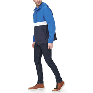 Chaqueta cortavientos impermeable de poliéster 100% ligera más vendida, chaqueta bomber con capucha para hombre con cuello levantado, temporada de invierno lluviosa - Product Image 6