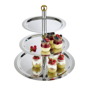 Support à gâteau en acier inoxydable Indian Supply pour décorations d'anniversaire et d'anniversaire Support à 3 niveaux de forme carrée - Product Image 4
