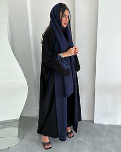 Handmade Black Silk Anti-Wrinkle Long Sleeve Abaya Beautiful White Embroidery Traditional Muslim <b>Prayer</b> Wear for Women Adults - Product Image 3