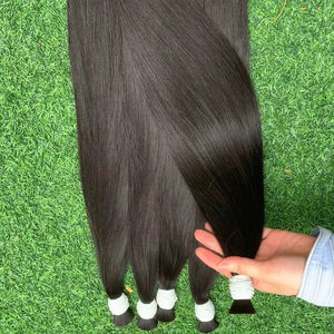 Precio de fábrica Color claro #4 Extensiones de cabello Remy natural Recto Onda de cuerpo profundo Trama de cabello virgen a granel Color claro Teñido Negro - Product Image 1