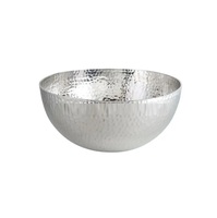 Zilver Afgewerkte Aluminium Fruitschaal Hoge Kwaliteit Ronde Vorm Aluminium En Messing Kom Nieuwe Ontwerp Bladvorm Voedsel Serveerschaal