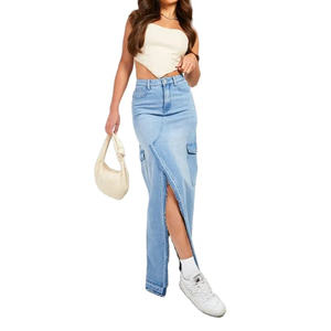 กระโปรงยีนส์ทรงแม็กซี่สไตล์กรันจ์ ผ้าหนา ทนทาน แฟชั่นกลางแจ้ง ขายดี - Product Image 5