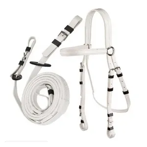 Brida de PVC blanco Premium de alta calidad con brocas de cuero para equitación de resistencia Halter ecuestre de Rub International - Product Image 1