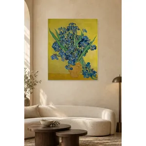 Impression sur toile Fida Van Gogh Iris sur fond jaune - Product Image 1