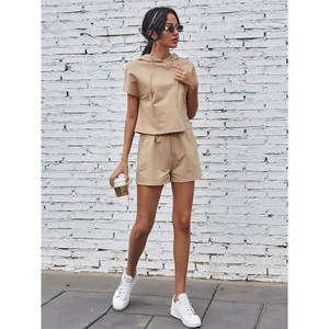 Conjunto Deportivo de Dos Piezas para Mujer, Pantalones Cortos Deportivos Casuales de Color Sólido y Corte Holgado, Novedad 2026, Venta al por Mayor - Product Image 5