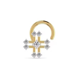 Elegant 0.08CT Real Diamond <b>Nose</b> Pin 18kt Yellow Rose White <b>Gold</b> Trendy Body Jewelry Great Wedding Gift for Women's Engagement - Product Image 1