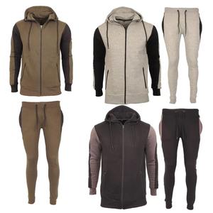 Chándales de lana de algodón para hombre, ropa deportiva para entrenamiento y jogging, 2 uds., chándales con cremallera, trajes de Color de contraste de alta calidad - Product Image 1