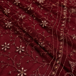 Tissu en dentelle brodée de perles de cristal en polyester fait main de haute qualité, 4 yards, motif floral de luxe VIP, couleur crème, pour mariée - Product Image 6