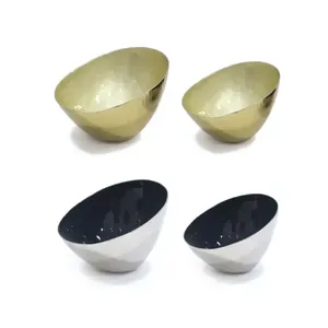 Vaisselle en métal Bols de service à fruits pour la restauration de mariage Vaisselle design faite à la main pour les services de dîner Enduit noir extérieur - Product Image 3