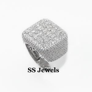 Bague personnalisée pour homme en argent 925 plaqué or blanc 10 carats Bague Rappeur Bustdown Pinky - Product Image 2