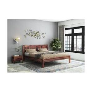 Lujosa cama de tamaño completo de madera de acacia para decoración del hogar de Hotel, cama hecha a mano con cajones laterales y caja de almacenamiento enorme con respaldo alto - Product Image 1