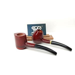 Juego de Pipas de Tabaco de Madera Clásicas, Reutilizables y Ecológicas, Dos Boles de Madera Pulida Hechos a Mano, Tallo Negro Curvo y Liso - Product Image 2