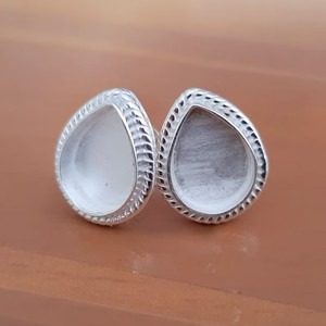 2025เครื่องประดับแบบทำมือสำหรับ925ต่างหูรูปลูกแพร์สีเงินสเตอร์ลิง4x6มม. การตั้งค่าโพสต์ต่างหูแฮนด์เมดฐานแกนคอลเล็ต - Product Image 6