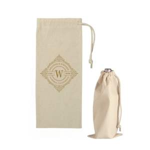 Sacs à cordon 100% coton avec logo personnalisé à motif de luxe élégant et matériau en toile pour cadeau - Product Image 1