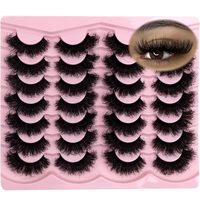 Faux cils volumineux 8D effet œil de chat, en bande, semi-faits à la main, en fibres synthétiques, pour 14 paires, 25 mm, grandes bandes de cils longs, pack