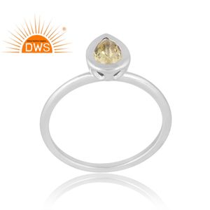Nouveau Design Argent Sterling Naturel Citron Topaze Bague de Pierres Précieuses Bijoux Personnalisés Pour Femmes Cadeau Pour Elle - Product Image 1