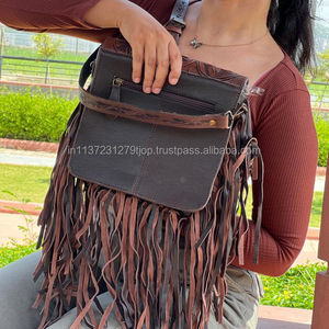 Bolso bandolera con flecos de cuero de vaca hecho a mano real occidental para mujer, bolsos cruzados de transporte ocultos, novedad - Product Image 4