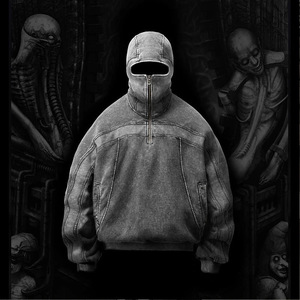 Sudadera con capucha corta antibolitas de media cremallera de gran tamaño de peso pesado personalizada al por mayor 100% algodón ácido estilo de lavado Vintage para otoño - Product Image 1